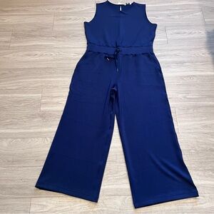 SPANX AirEssentials Navy Wide Leg Jumpsuit 2X NWT Modal Blend Pockets